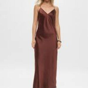 H&M Chocolate Satin Slip Dress